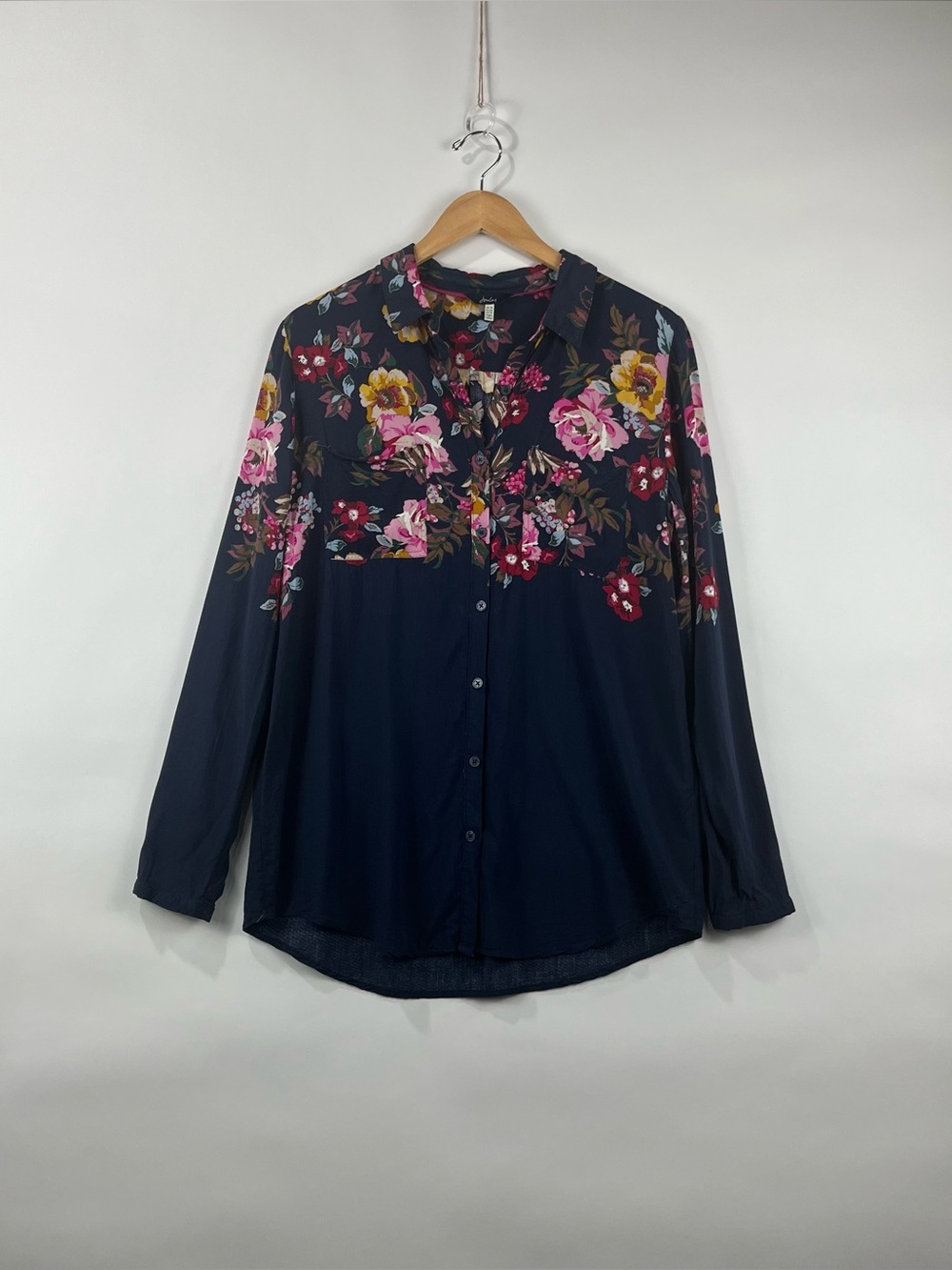 Joules Floral Button Down Blouse Lightweight Relaxed Fit Size 10